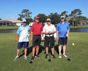 Four men including Walter Lacey on the far right (from the River to Sea TPO) posing on the golf course